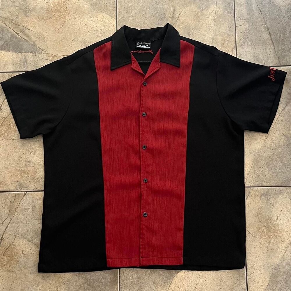 Jim Beam red and black button up shirt